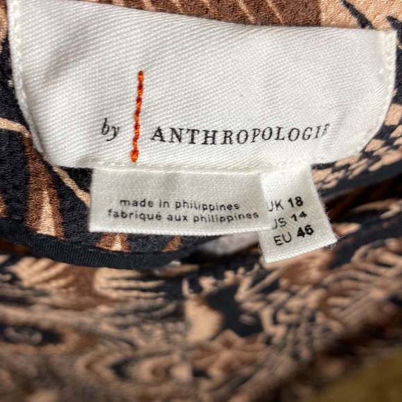 By Anthropologie Drapey Flare Bell Bottom Mod Tropical Tribal Print Pant 14 - Picture 9 of 16